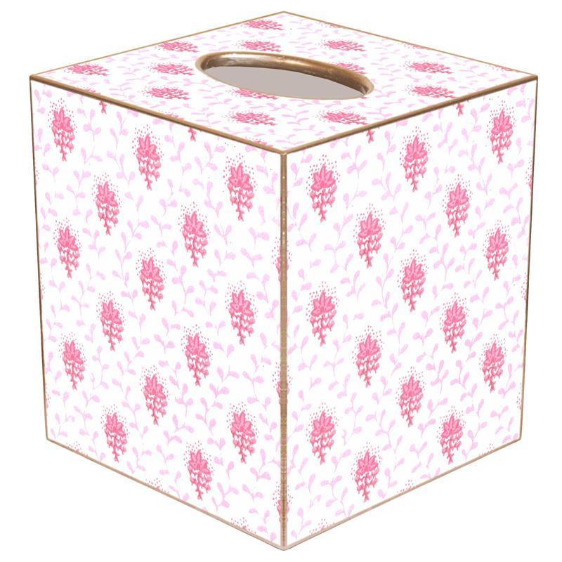 Pink Provincial Print Wastebasket and Optional Tissue Box Cover - Wastebasket Sets - The Well Appointed House