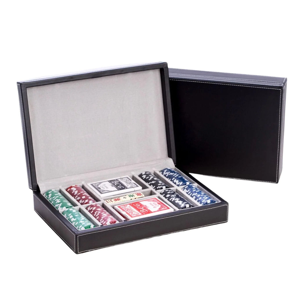 Poker Game Set in Black Leather Case - Games & Recreation - The Well Appointed House
