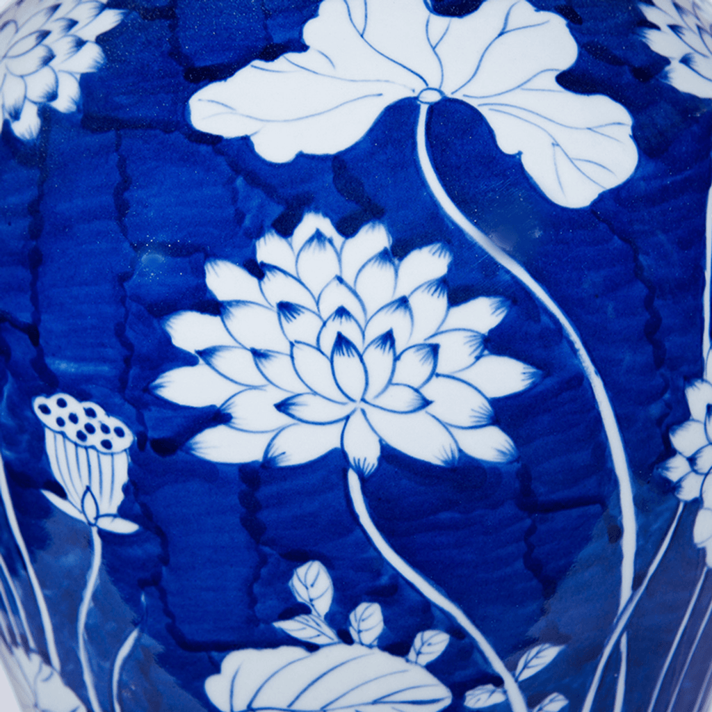 Porcelain Blue Lotus Temple Jar - Vases & Jars - The Well Appointed House