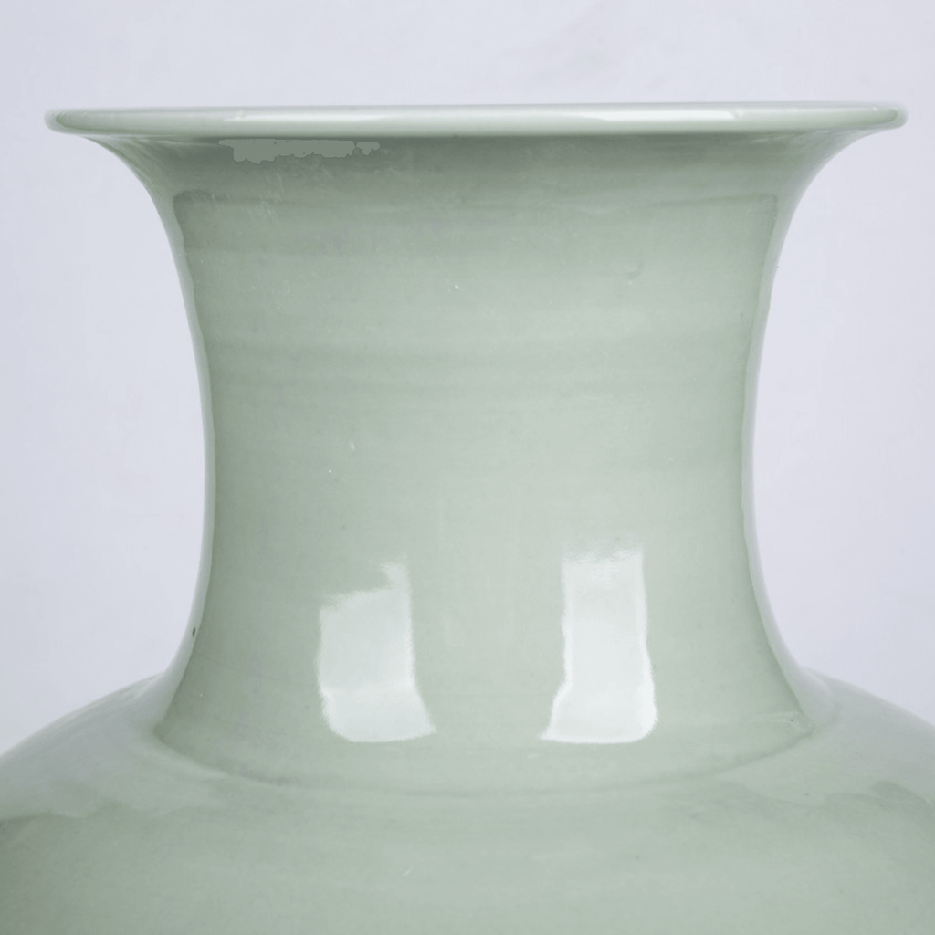 Porcelain Mint Celadon Green Lion Mouth Jar Vase - Vases & Jars - The Well Appointed House