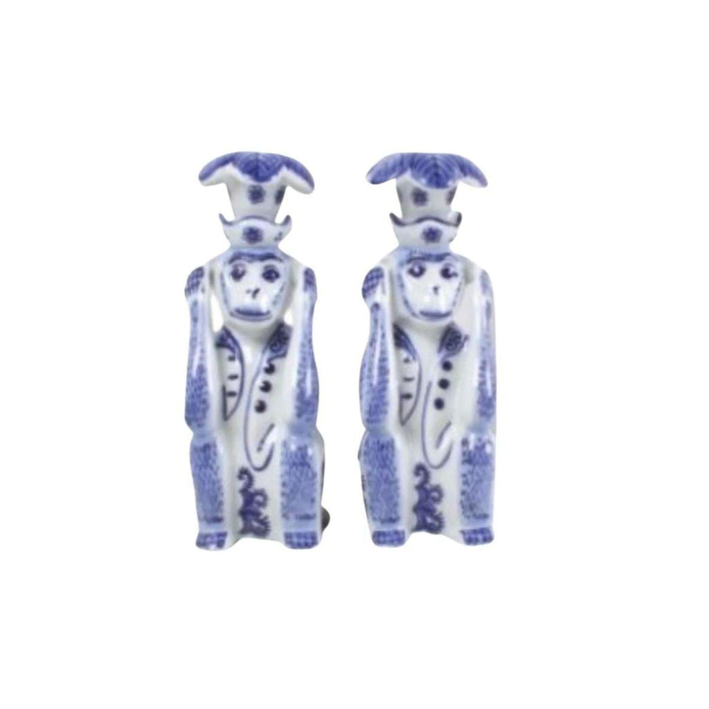 Porcelain Monkey Candlesticks - Candlesticks & Candles - The Well Appointed House