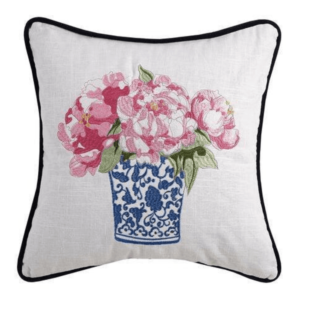 Pretty in Pink II Flowers in Vase Decorative Throw Pillow - Pillows - The Well Appointed House