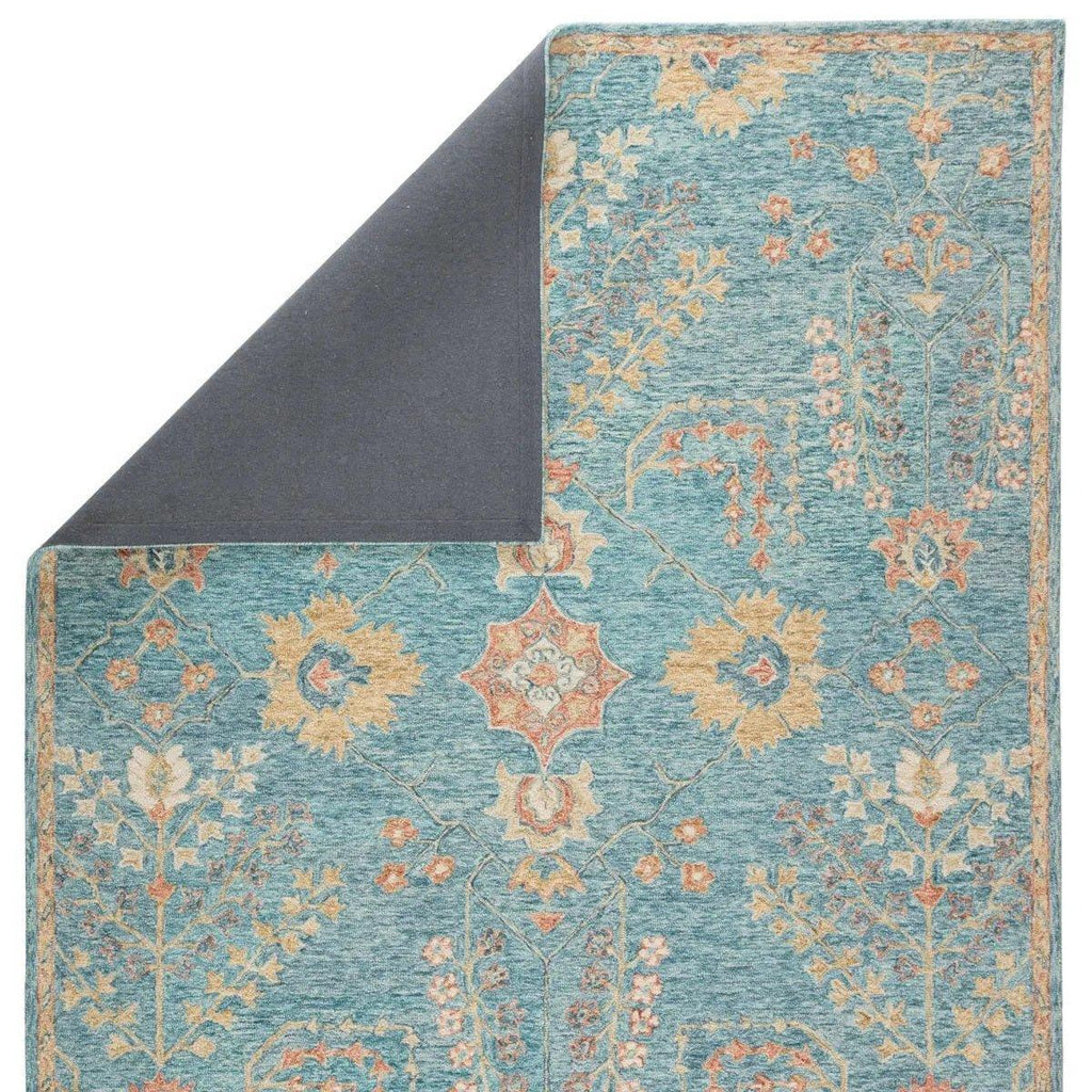 Province Area Rug in Teal Blue, Orange and Gold Tones - Rugs - The Well Appointed House