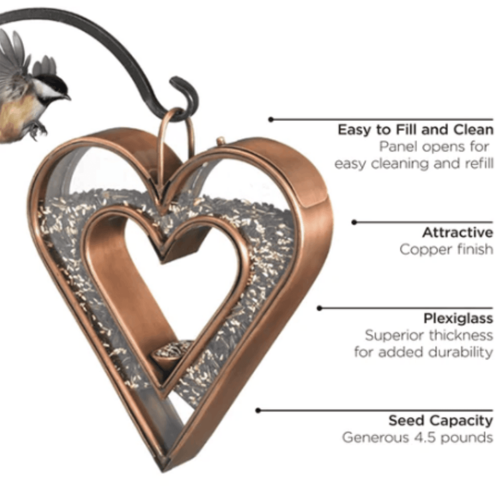 Pure Copper Heart Hanging Bird Feeder - Birdhouses - The Well Appointed House