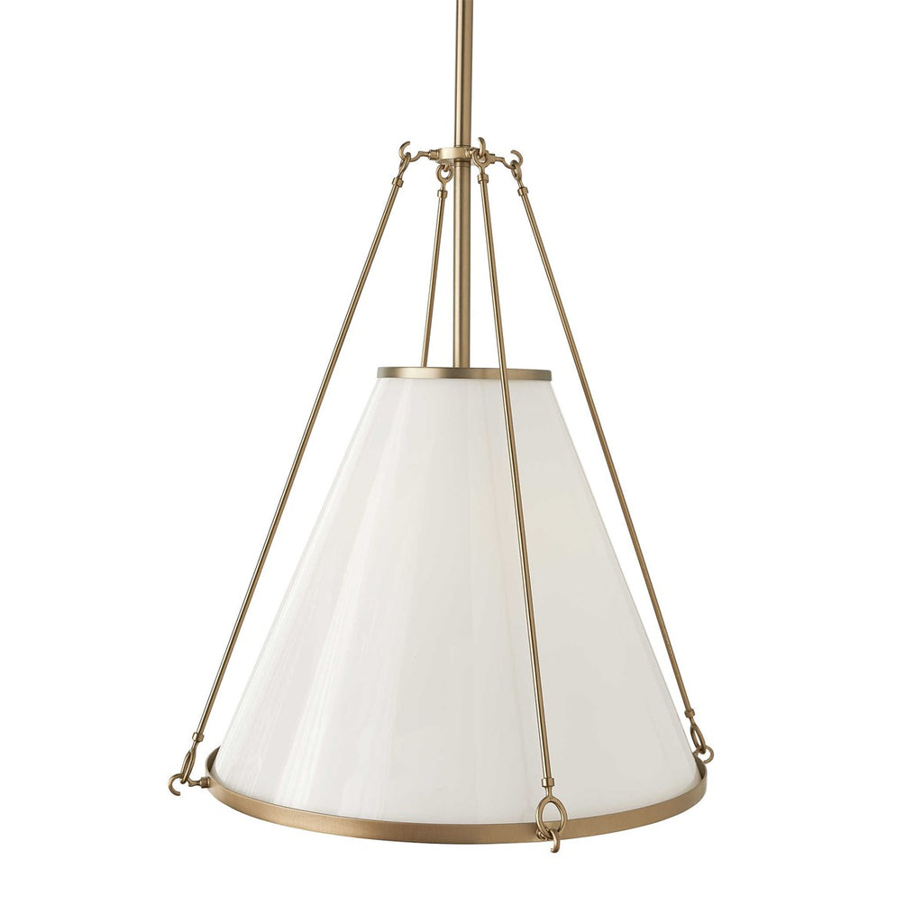 Brasserie 1 Light Pendant in Brass with Opal Glass Shade - The Well Appointed House