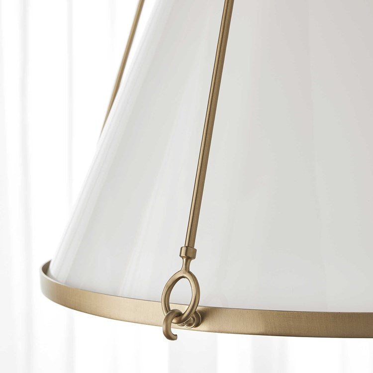 Brasserie 1 Light Pendant in Brass with Opal Glass Shade - The Well Appointed House