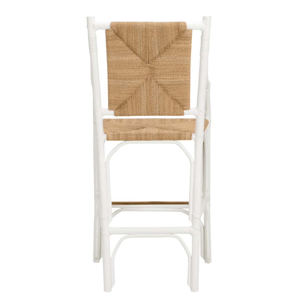 Rattan Barstool with White Lacquer Finish - Bar & Counter Stools - The Well Appointed House