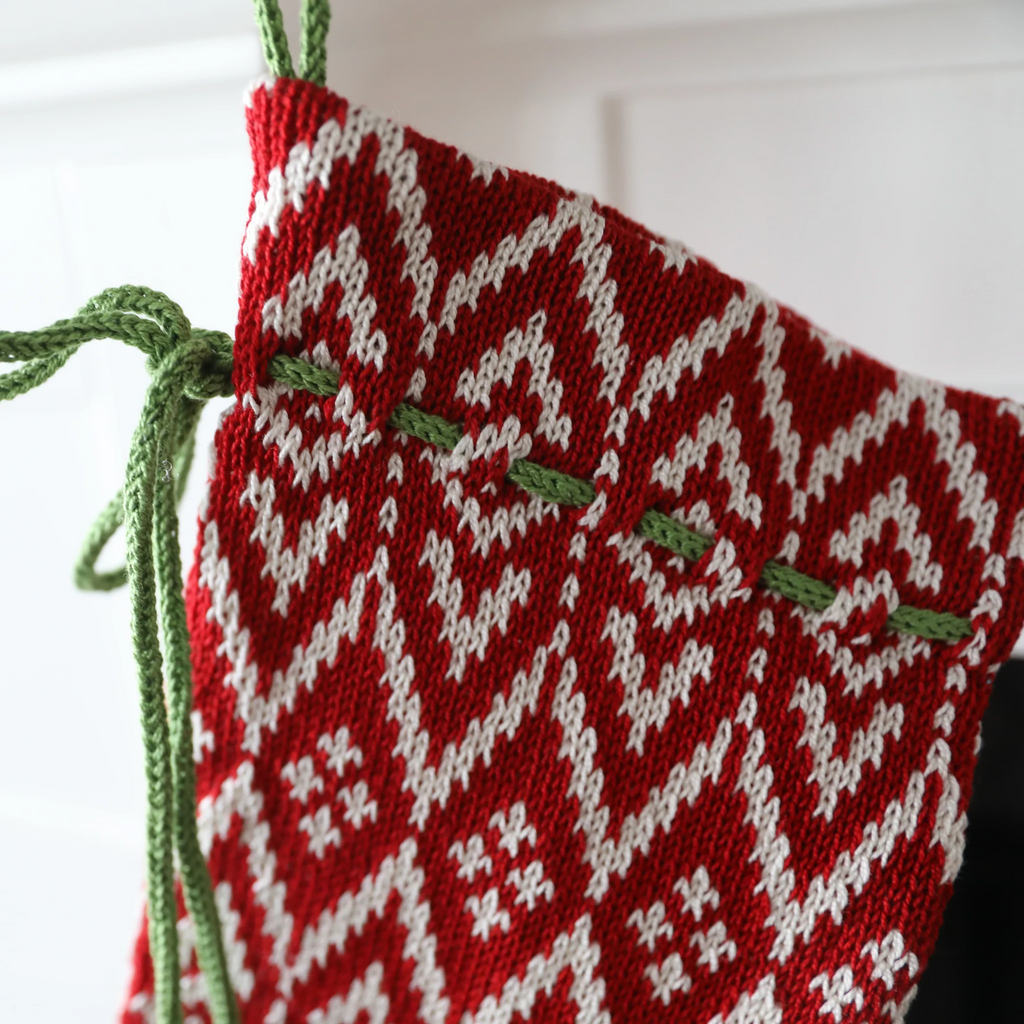 Red Patterned Christmas Stocking - The Well Appointed House