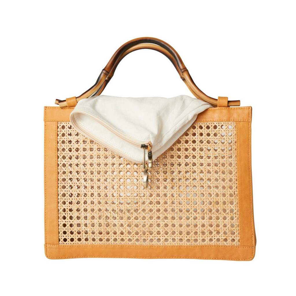 Reece Wicker Handbag in Tan - The Well Appointed House