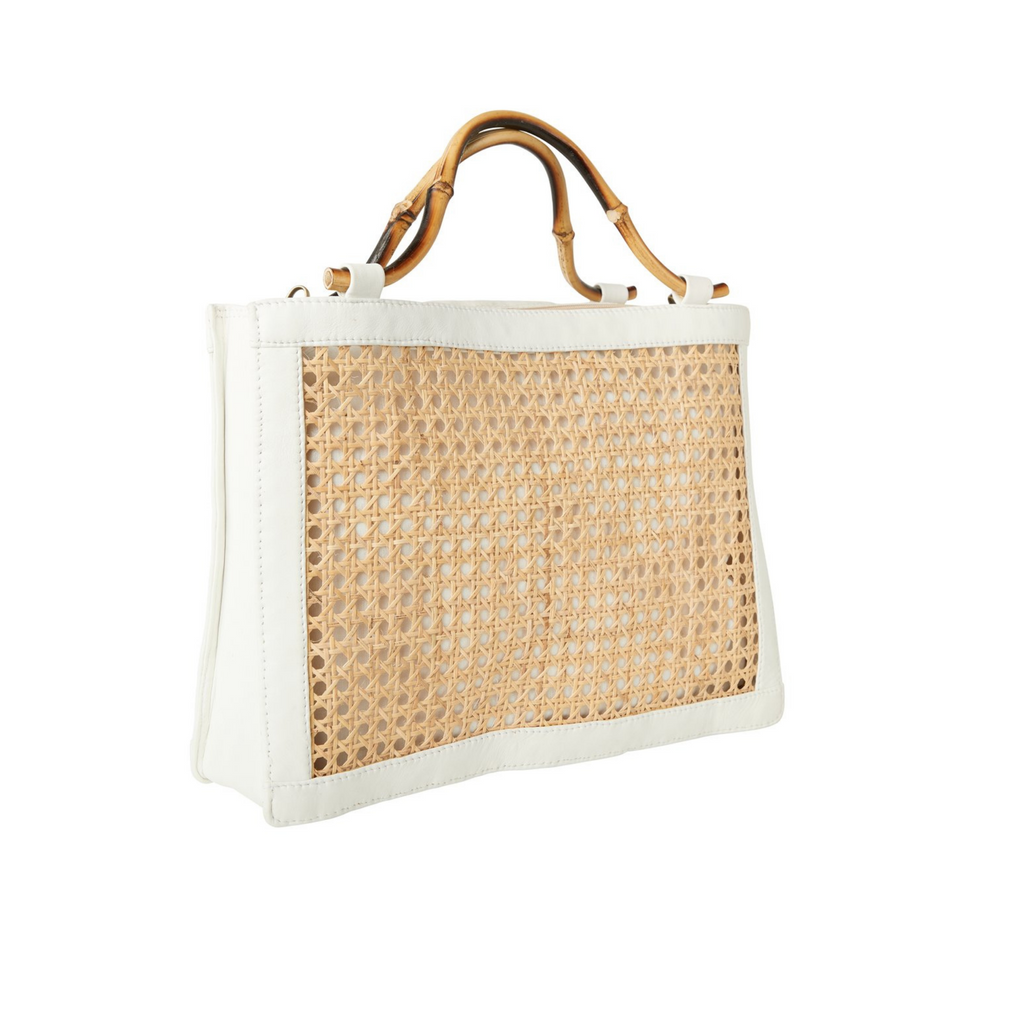 Reece Wicker Handbag in White - The Well Appointed House
