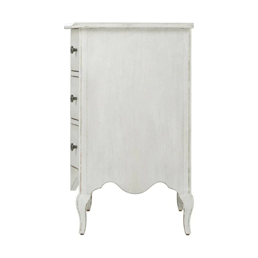 Rene Three Drawer Nightstand in Nora Distressed Finish - Nightstands & Chests - The Well Appointed House