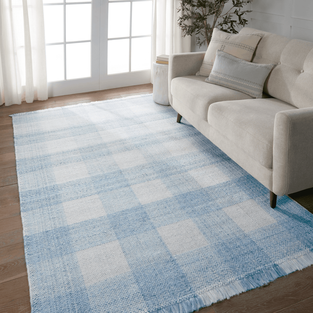 Respite Blue Plaid Handwoven Area Rug - Available in a Variety of Sizes - Rugs - The Well Appointed House