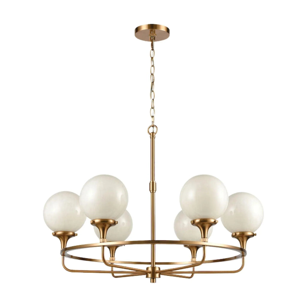 Retro Six White Globe Light Chandelier - Chandeliers & Pendants - The Well Appointed House