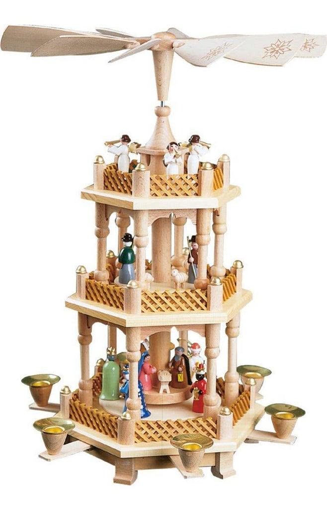 Richard Glaesser German Candle Holder Three-Tier Pyramid Nativity Scene Christmas Decoration - Christmas Decor - The Well Appointed House