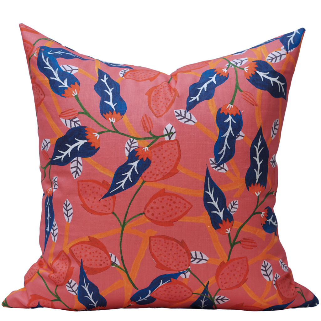 Riya Pillow Cover in Pink and Blue Floral - The Well Appointed House