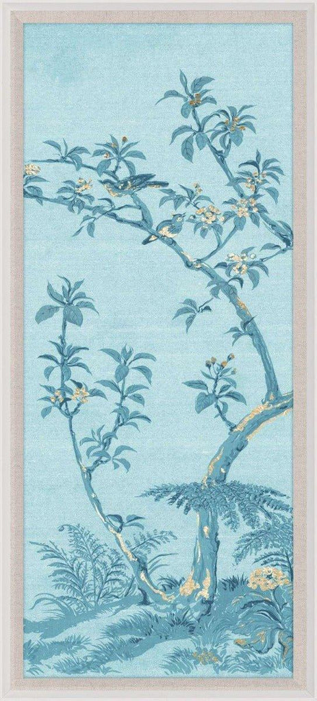 Rococo Chinoiserie Birds and Flowers Gold & Blue Panel 4 Wall Art - Paintings - The Well Appointed House