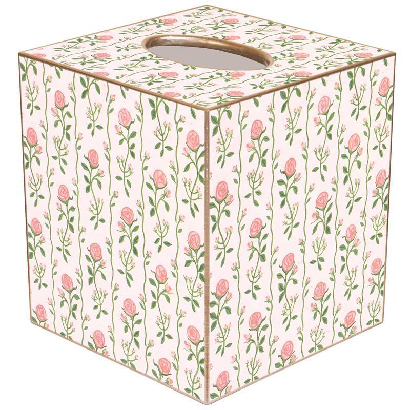 Rose Stripe Wastebasket and Optional Tissue Box Cover, Can Be Personalized - Wastebasket Sets - The Well Appointed House