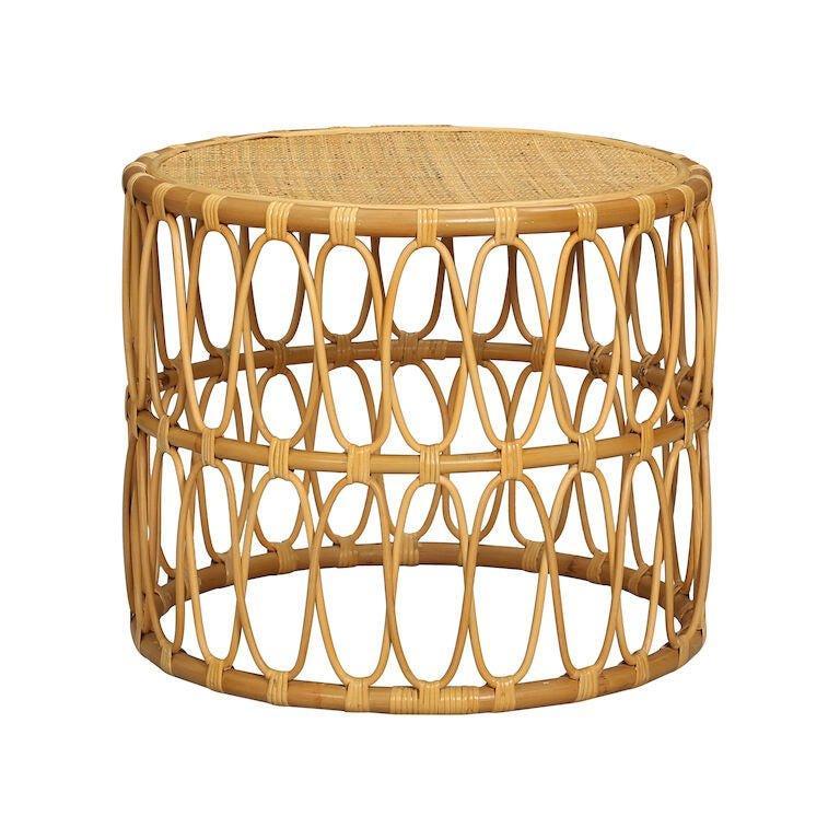 Round Drum Rattan & Woven Cane End Table The Well Appointed House