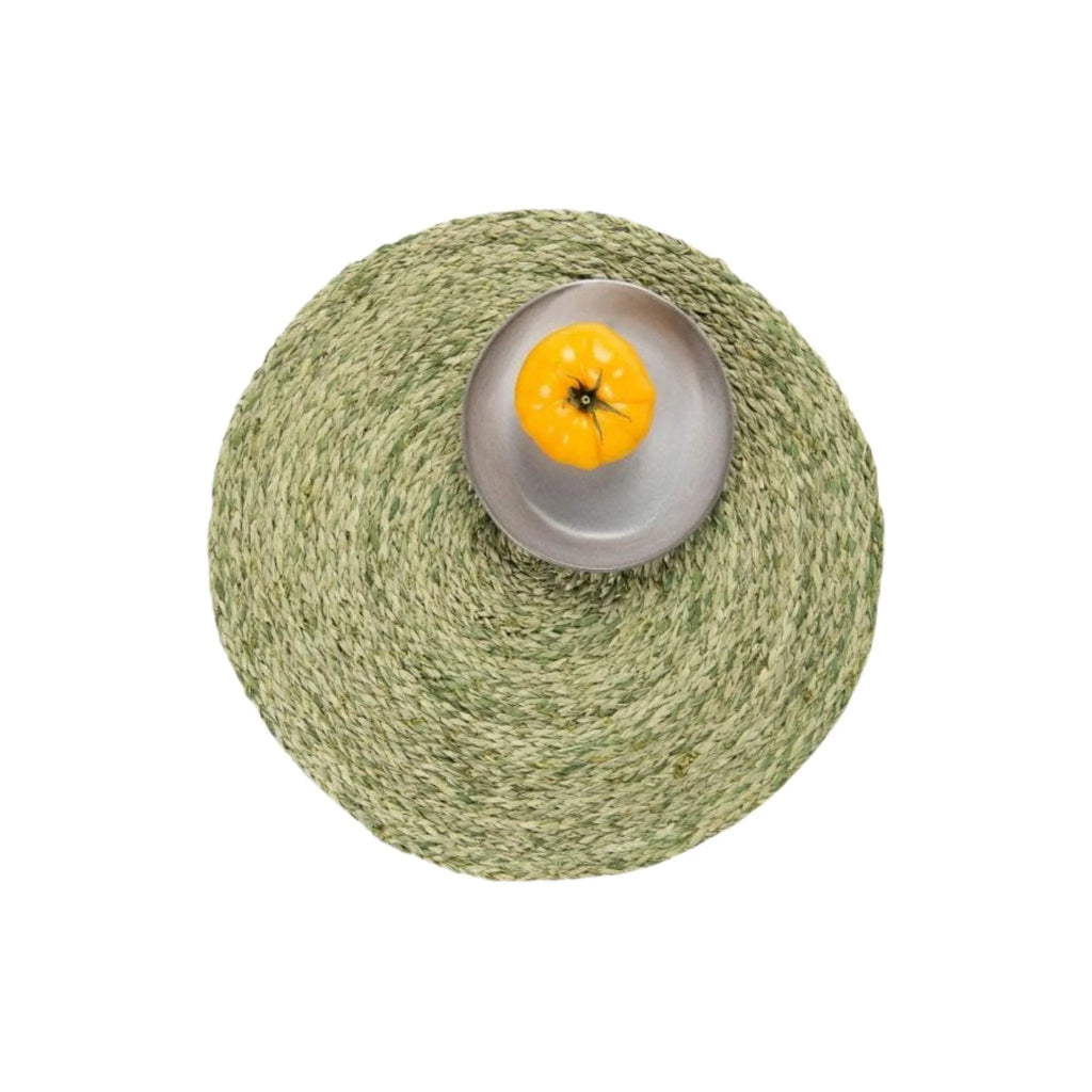 Round Pale Green Raffia Placemats - Placemats & Napkin Rings - The Well Appointed House