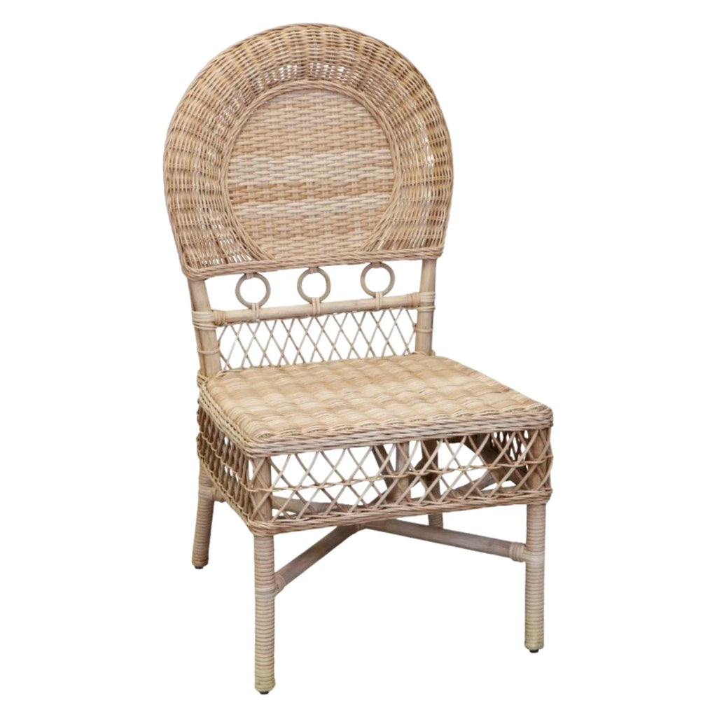 Rounded Back Wicker Side Chair with Circle Detail - Dining Chairs - The Well Appointed House
