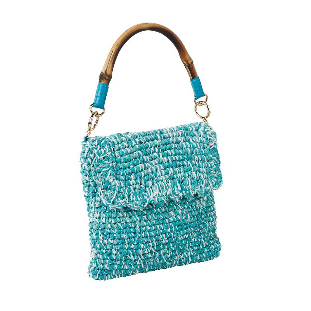 Sabrina Straw Handbag in Blue - The Well Appointed House