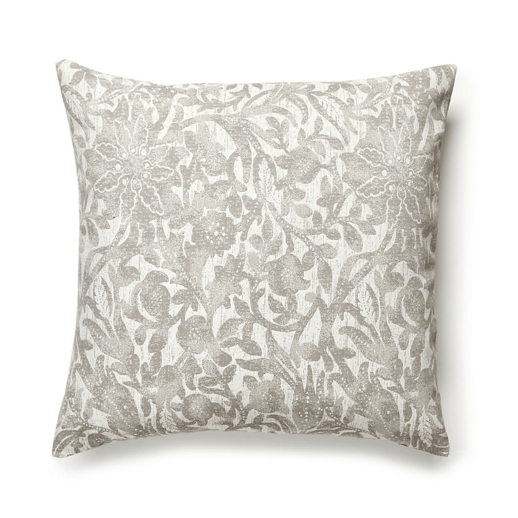 Scalamandre Bali Outdoor Stone Grey Floral Decorative Throw Pillow - Outdoor Pillows - The Well Appointed House
