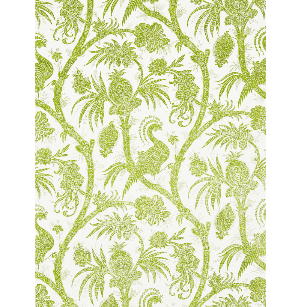 Scalamandre Balinese Peacock Fabric in Pear Green - Fabric by the Yard - The Well Appointed House