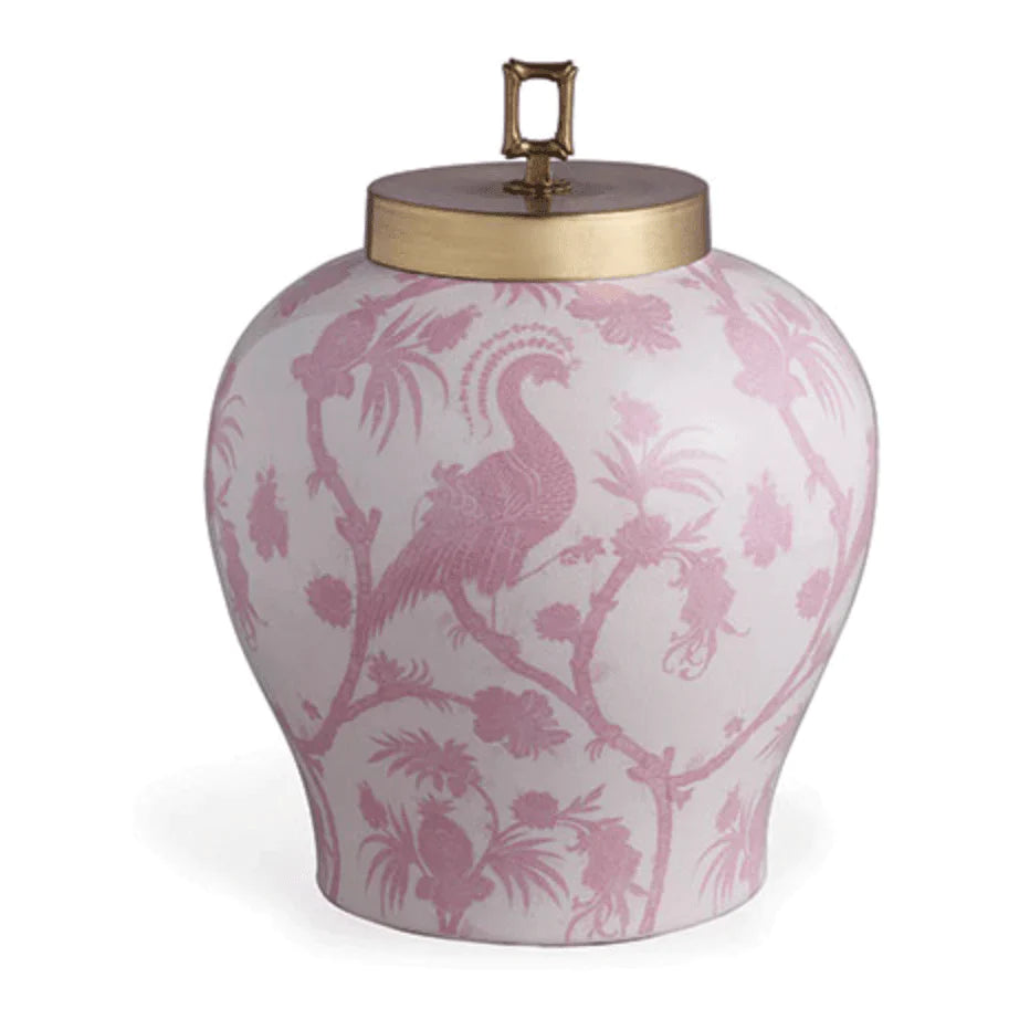 Scalamandre Balinese Peacock Pink Porcelain Jar - Vases & Jars - The Well Appointed House