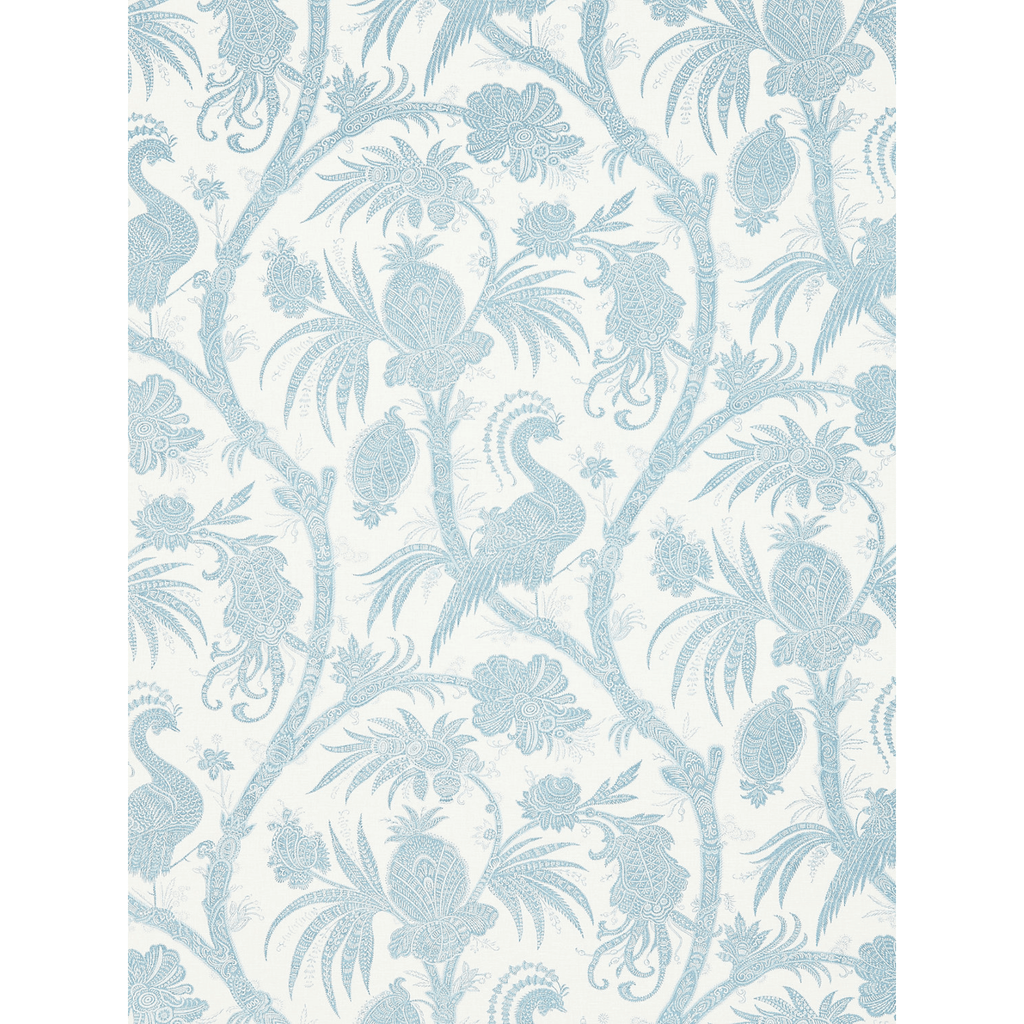 Scalamandre Balinese Peacock Wallcovering in Sky Blue - Wallpaper - The Well Appointed House