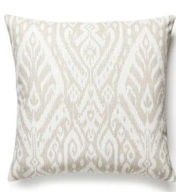 Scalamandre Borneo Outdoor Ivory Ikat Decorative Throw Pillow - Outdoor Pillows - The Well Appointed House