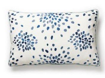 Scalamandre Embroidered Blue Firefly Lumbar Pillow - Pillows - The Well Appointed House