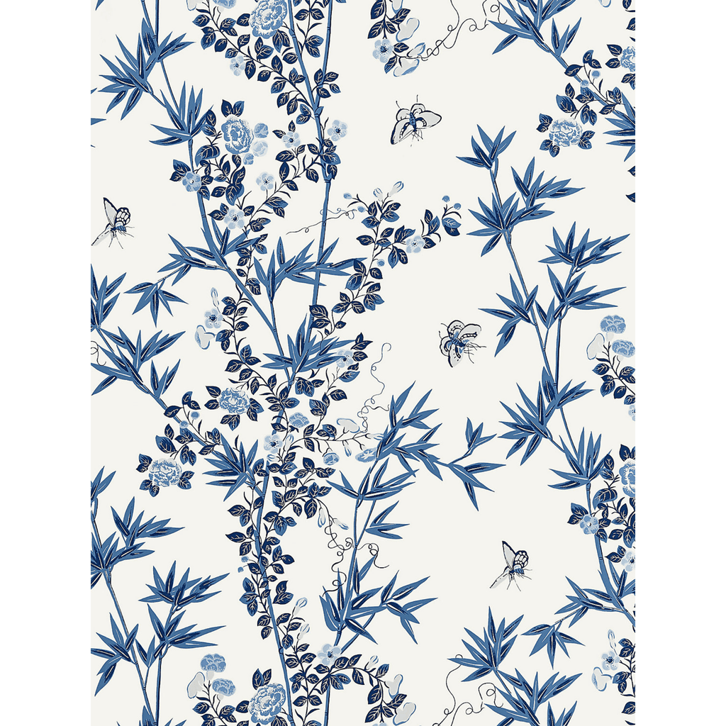 Scalamandre Jardin De Chine Wallcovering in Porcelain Blue & White - Wallpaper - The Well Appointed House