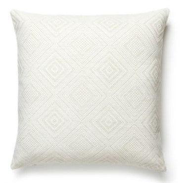 Scalamandre Outdoor Antigua Alabaster Woven Geometric Pattern Decorative Throw Pillow - Outdoor Pillows - The Well Appointed House