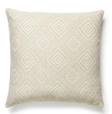 Scalamandre Outdoor Antigua Beige Woven Geometric Pattern Decorative Throw Pillow - Outdoor Pillows - The Well Appointed House
