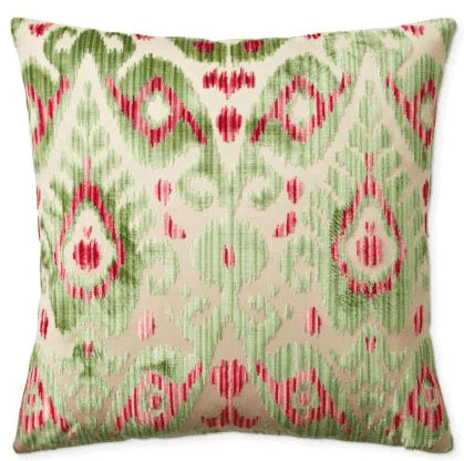 Scalamandre Spring Green Tashkent Velvet Ikat Decorative Throw Pillow - Pillows - The Well Appointed House