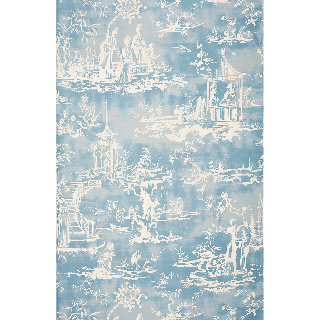 Scalamandre Summer Palace Wallcovering in Sky Blue - Wallpaper - The Well Appointed House