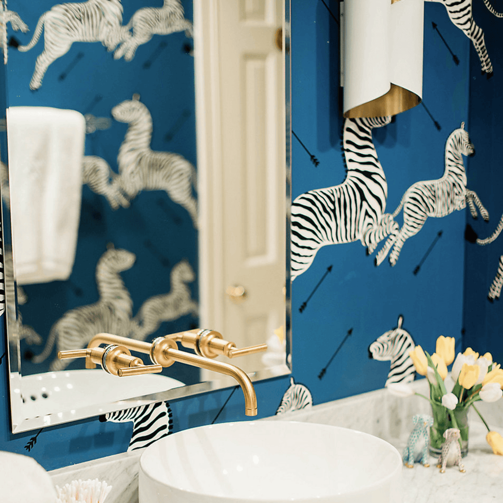 Scalamandre Zebras Wallpaper in Denim Blue - Wallpaper - The Well Appointed House