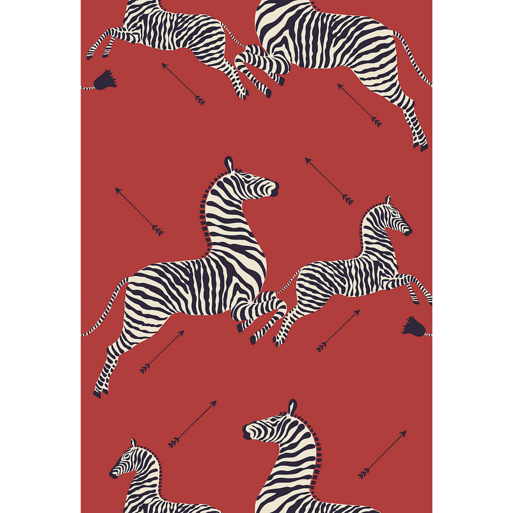 Scalamandre Zebras Wallpaper in Masai Red - Wallpaper - The Well Appointed House