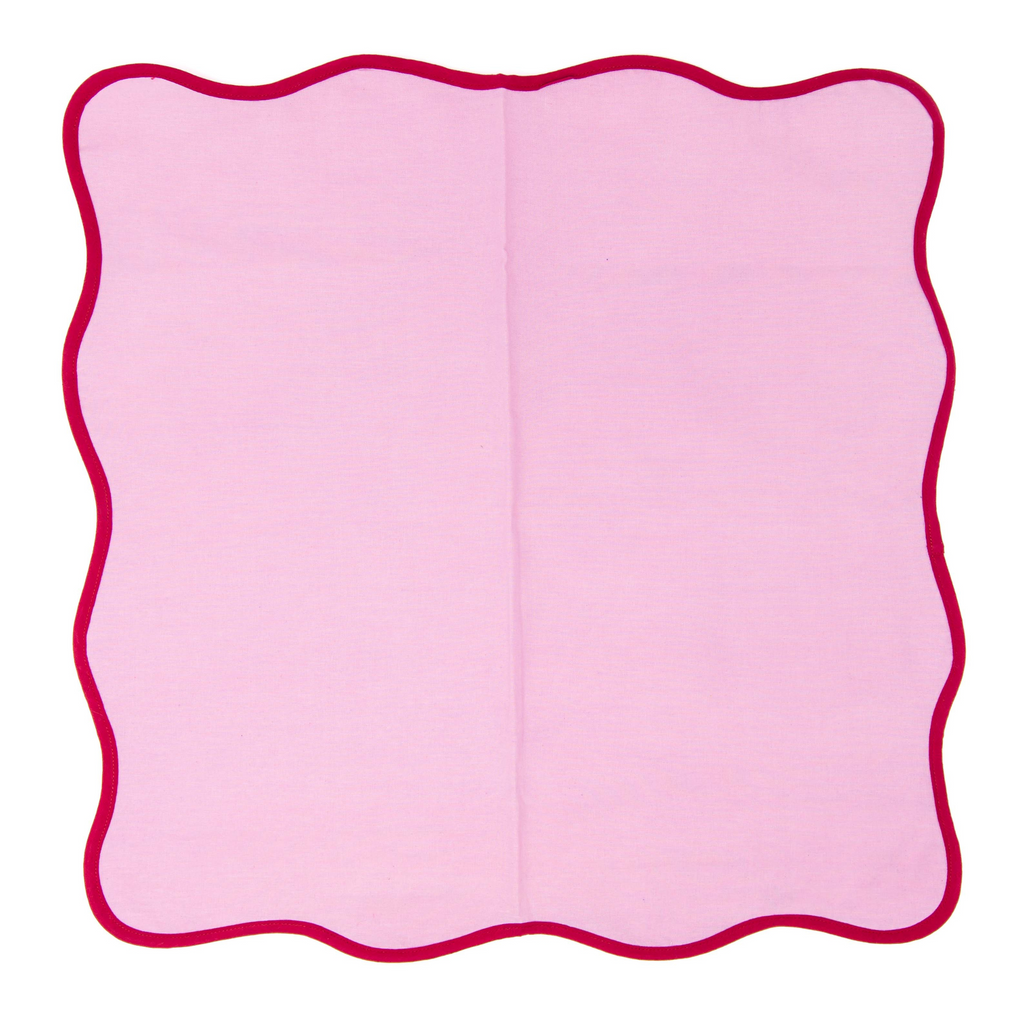 Set Of Four Tone-On-Tone Pink Scalloped Cotton Napkins - The Well Appointed House
