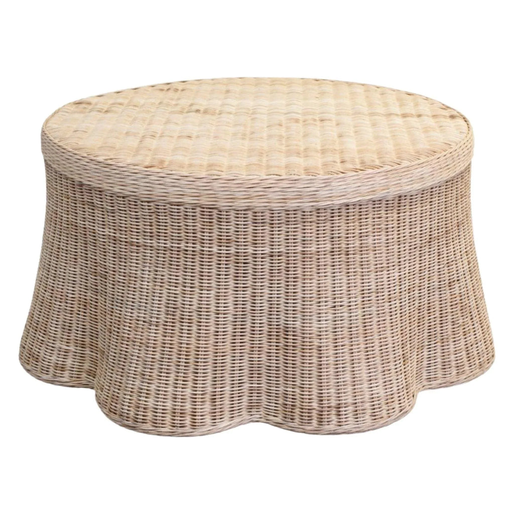 Scalloped Round Wicker Coffee Table - Coffee Tables - The Well Appointed House