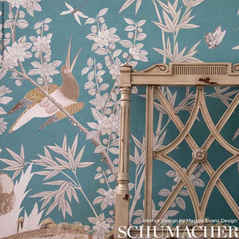 Schumacher Brighton Pavilion Wallpaper in Peacock - Wallpaper - The Well Appointed House