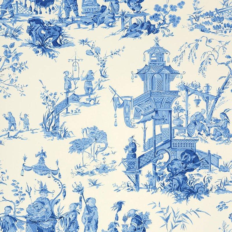 Schumacher Chinois Wallpaper in China Blue - Wallpaper - The Well Appointed House