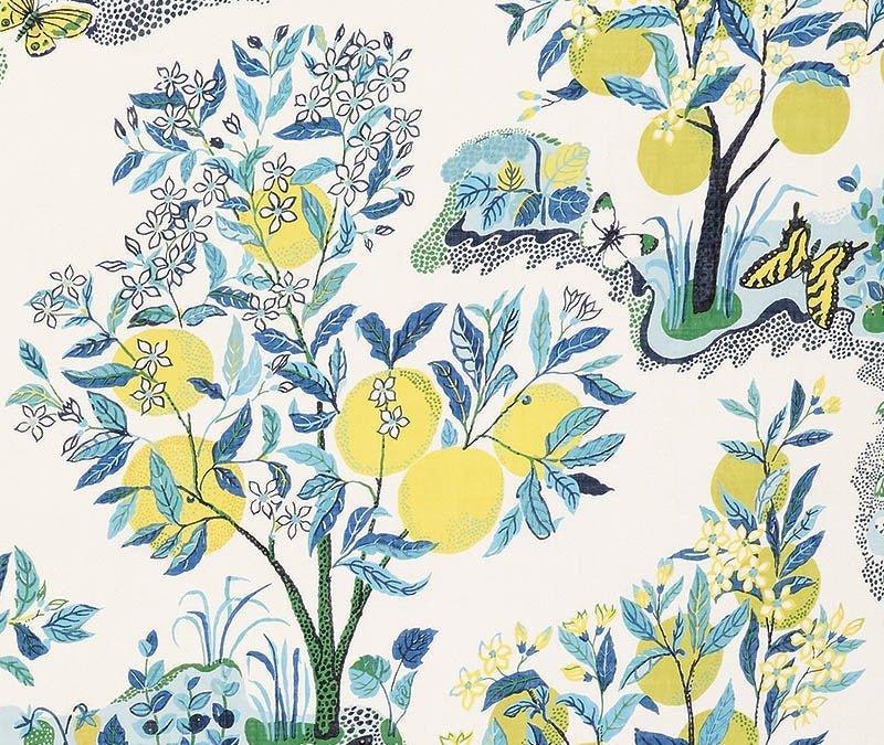 Schumacher Citrus Garden Sheer Fabric in Pool - Fabric - The Well Appointed House