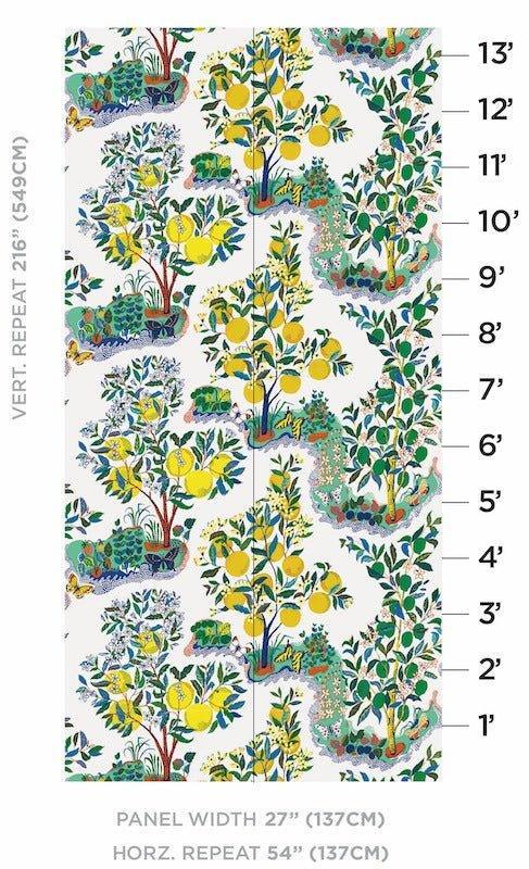 Schumacher Citrus Garden Wallpaper in Primary Colors - Wallpaper - The Well Appointed House
