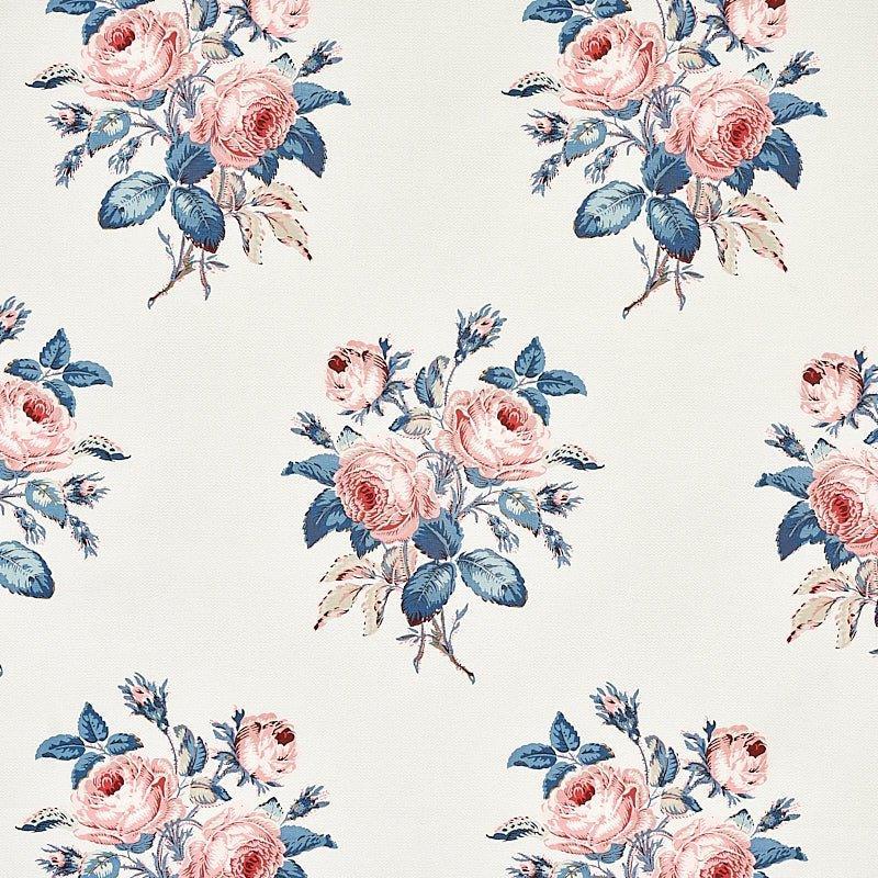 Schumacher Loudon Rose Fabric in Rose and Blue - Fabric - The Well Appointed House