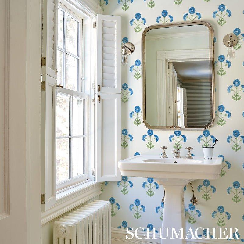 Schumacher Saranda Flower Wallpaper in Royal - Wallpaper - The Well Appointed House