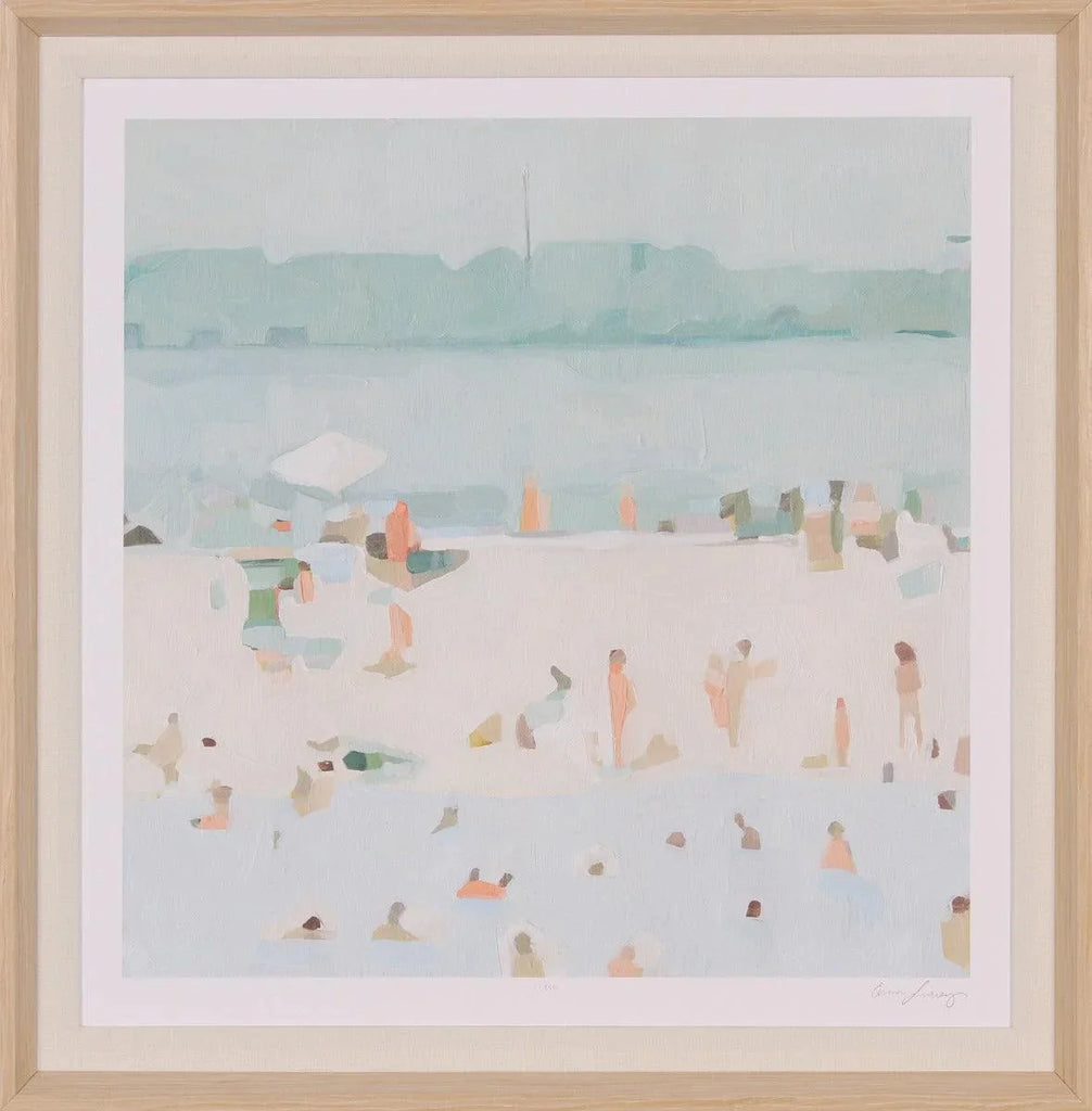Sea Glass Sandbar Abstract Beach Day Print in Whitewashed Frame - Paintings - The Well Appointed House