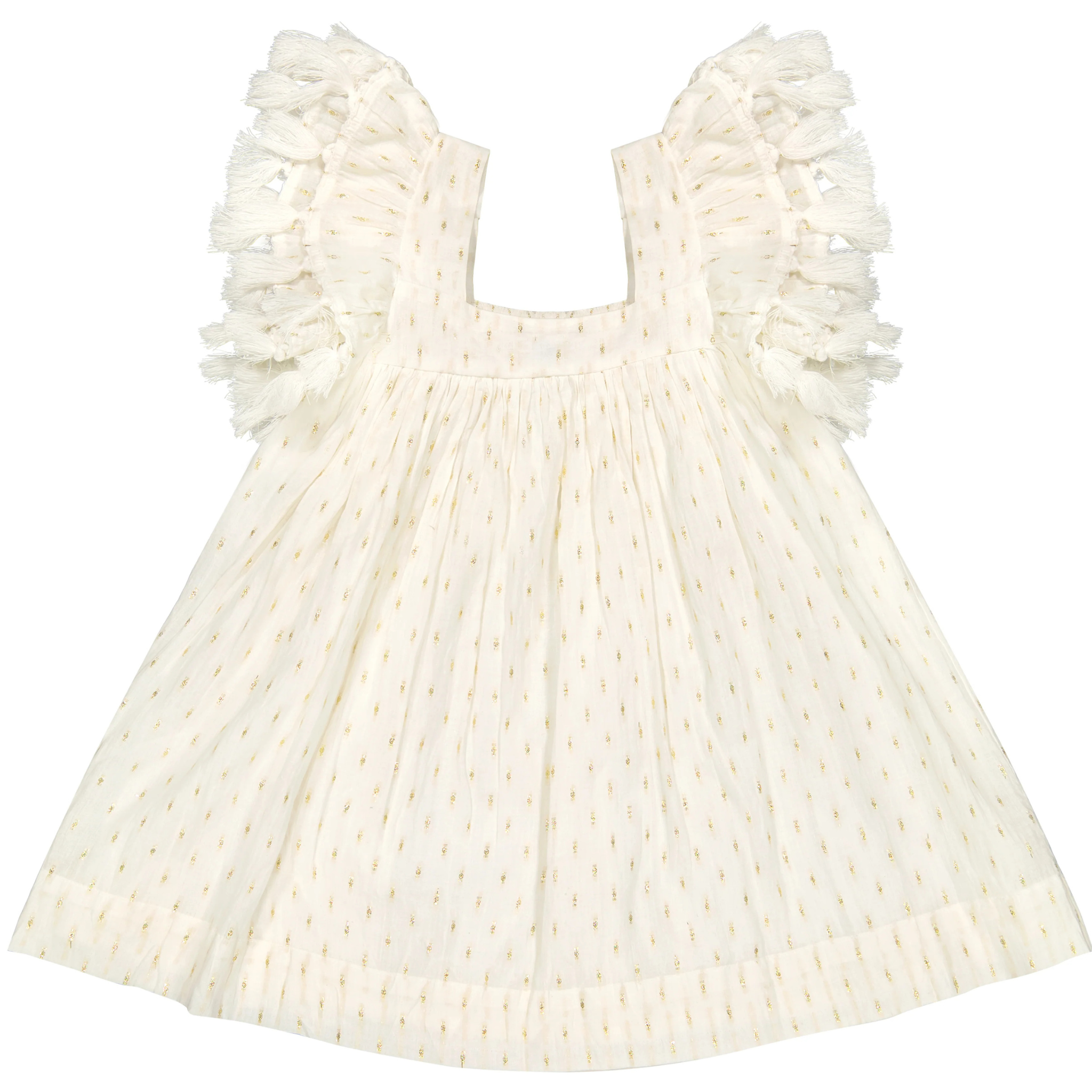 Serena Girl's Tassel Dress Gold Dobby 6 Serena Girl's Tassel Dress Gold Dobby 6