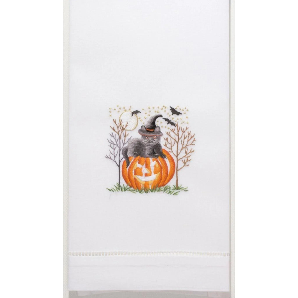 Set of 2 “Cat-O-Lantern” Halloween Hand Towels - Hand Towels - The Well Appointed House
