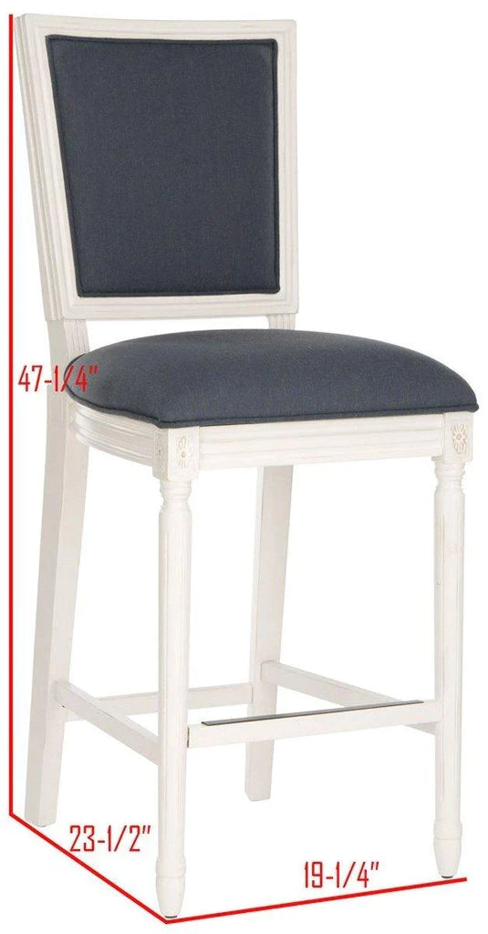 Set of 2 Distressed White and Navy French Bar Stools - Bar & Counter Stools - The Well Appointed House